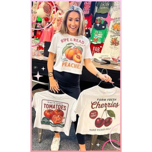 Vintage Fruit Graphic Crop Top T-Shirt