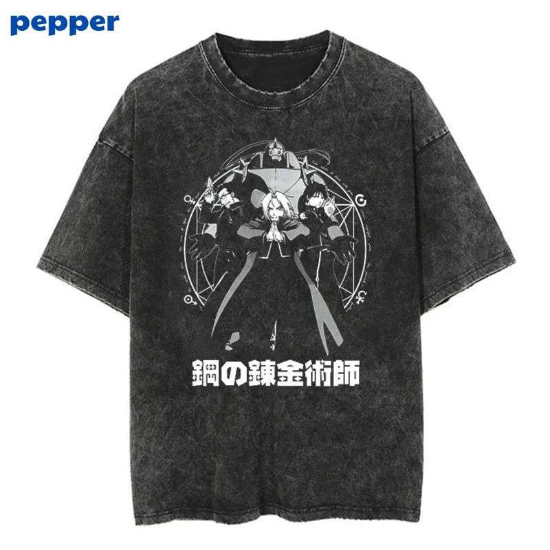 Vintage Fullmetal Alchemist Shirt, Fullmetal Alchemist Merch, Anime Shirt Menswear Top Underwear Tshirt Streetwear T-Shirt Tropical Shortsleeve Crewneck Round Neck