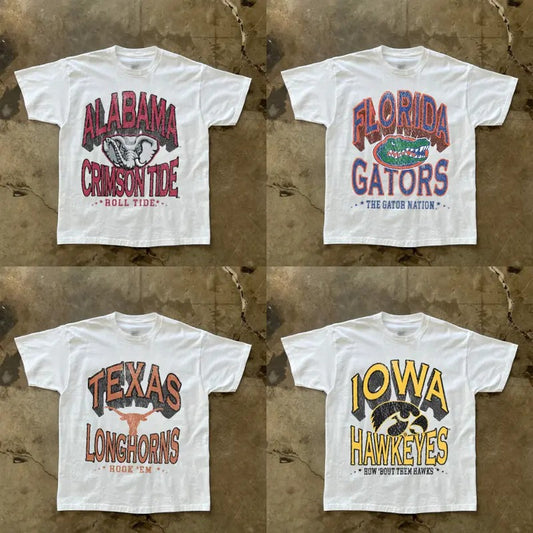 Vintage Game Day College All Teams NCAA White Color T-shirt, Vintage T-shirt All Teams NCAA, Unisex Retro Tee For Men, For Women, Classic Sport T-shirt, Gifts For Sport, hp fan, Cotton T-shirt