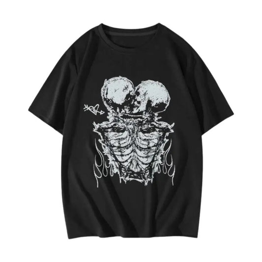 Vintage Goth Men Skeleton Print Y2k Graphic Tee, Sweatshirt, Hoodie Gift For Women Top Womenswear Underwear Cotton Polyester T-Shirt