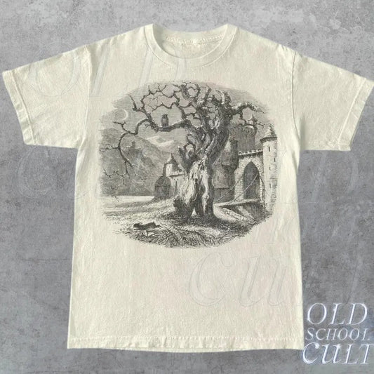 Vintage Gothic Dark Art T-Shirt, Retro Gothic 90s Shirt, Horro Graphic Shirt, Dark Art Castle Tee, Dark Academia Shirt, Goth Aesthetic Tee
