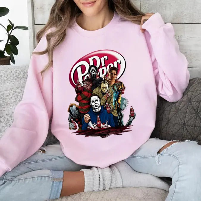 Vintage Halloween Character Movie Dr Pepper Shirt, Dr Pepper Lover T-shirt, Trendy Sweatshirt, Halloween Day Gift Shirts, Dr Pepper Sweatshirt, Dr Pepper Halloween Sweater, Halloween Sweatshirt