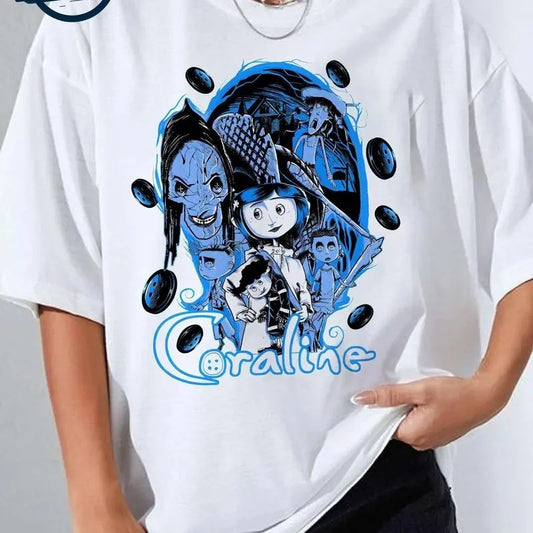 Vintage Halloween Coraline Shirt_ Spooky Movie Tee_ Coraline Doll Shirt_ Movie Retro Horror_ Button Eyes Coraline Shirt_ Spooky Movie Halloween T-shirt_ Halloween Coraline Shirt_ Spooky Coraline Doll Sweatshirt