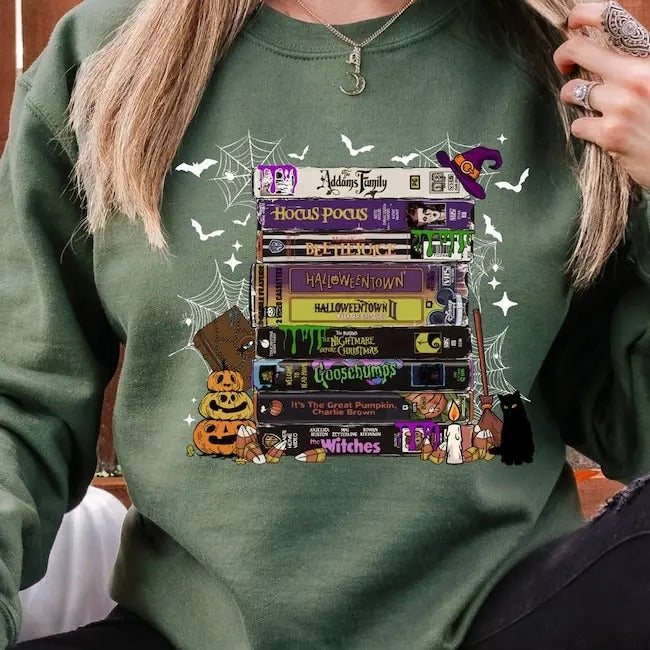 Vintage Halloween VHS Movies Sweatshirt, Retro Horror VHS Movies Shirt, Vintage Spooky Season VHS Movies Shirt, Halloween Sweatshirt Women