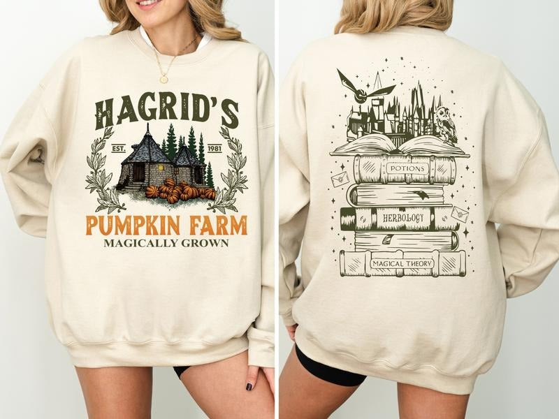 Vintage Hargids Pumpkin Farm Sweatshirt, Vintage Pumpkin Patch Shirt, Retro Halloween Sweater, Hagrid Pumpkin Sweatshirt, Halloween Farm Shirt, Magical Grown Sweater