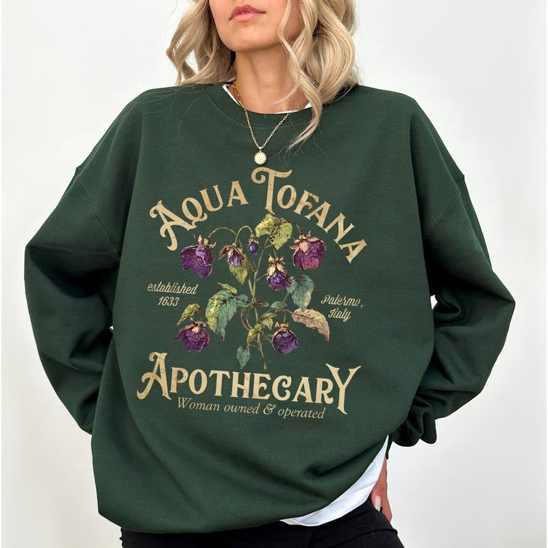 Vintage Herb Aqua Tofana Apothecary Sweatshirt, Witchy Feminist Pullover, Women's Rights Sweaters, My Body My Choice Crewneck, Equal Rights Womenswear