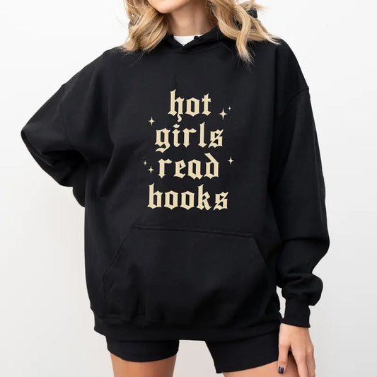 Vintage Hot Girls Read Books Hoodie, Retro Bookish Graphic Hoodies, Reading Lover Hoodie, Good Girl Clothing, Gift For Book Lovers