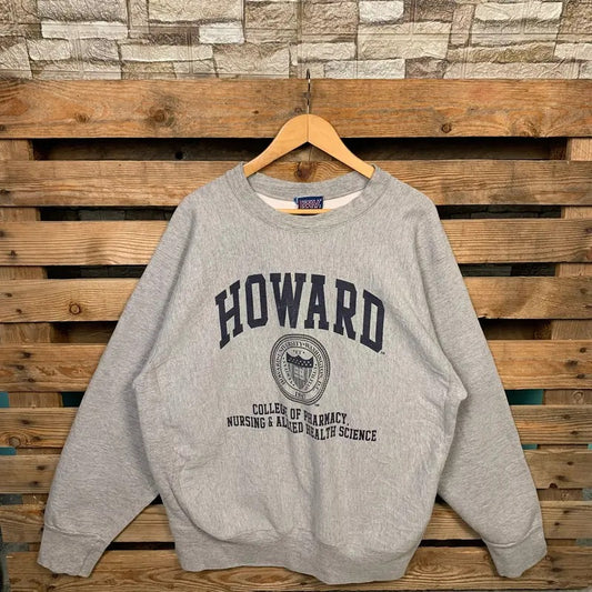 Vintage Howard University Sweatshirt Howard Pullover Sweater Howard Crewneck Jumper Howard University Logo Graphic Print Grey 2XLarge