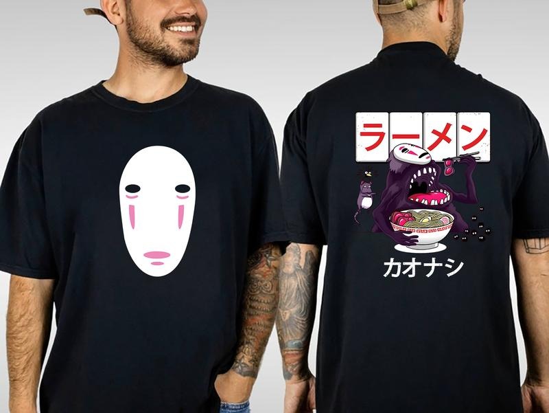 Vintage Japanese Anime No-Face T-shirt, Anime Kawaii Oversized Double-Sided Print, Anime Manga Hoodie, Anime Lovers Shirt, Anime Gift.