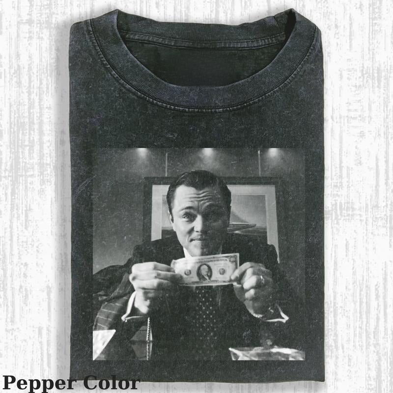 Vintage Jordan Belfort And Dollar  T-shirt,The Wolf of Wall Street Unisex Tee Graphic, Funny The Wolf of Wall Street Shirt, The The Wolf of Wall Street Movie Tshirt, Top Menswear Womenswear Streetwear