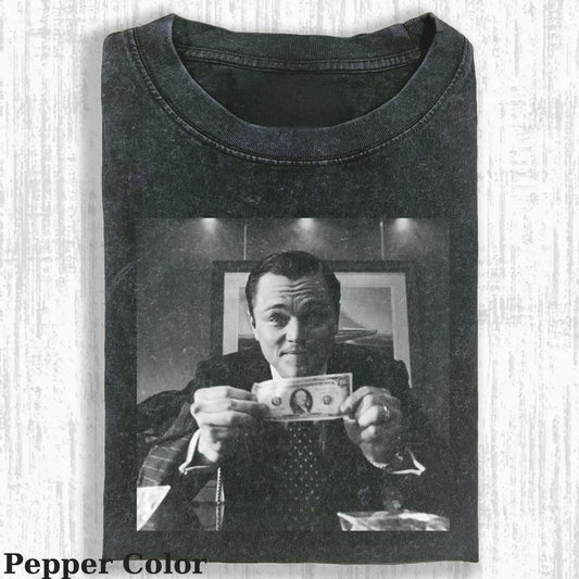 Vintage Jordan Belfort And Dollar  T-shirt,The Wolf of Wall Street Unisex Tee Graphic, Funny The Wolf of Wall Street Shirt, The The Wolf of Wall Street Movie Tshirt, Top Menswear Womenswear Streetwear