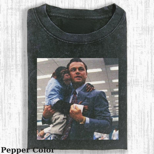 Vintage Jordan Belfort And Monkey T-shirt,The Wolf of Wall Street Unisex Tee Graphic, Funny The Wolf of Wall Street Shirt, The The Wolf of Wall Street Movie Tshirt, Top Menswear Womenswear Streetwear