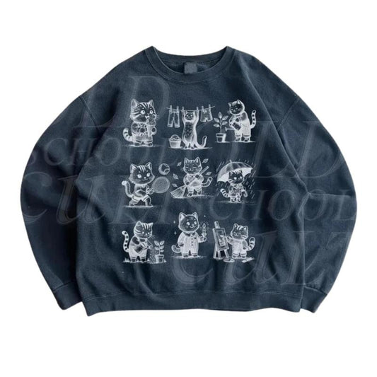 Vintage Kittens Playing Sweatshirt, Retro Cat Sweater, Cute Cats Playing Sweater, Cat Lovers Gift, Cozy Warm Unisex Sweatshirt, Retro Lover