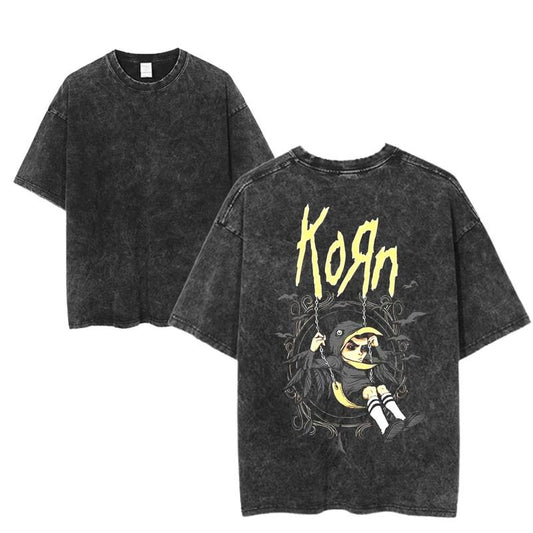 Vintage Korn Band Graphic Tee, Korn Creepy Bear Artwork Shirt, Rock Music Apparel, Alternative Music Fashion, Korn Unisex Streetwear, Nu Metal Style, Korn Collector's Tee