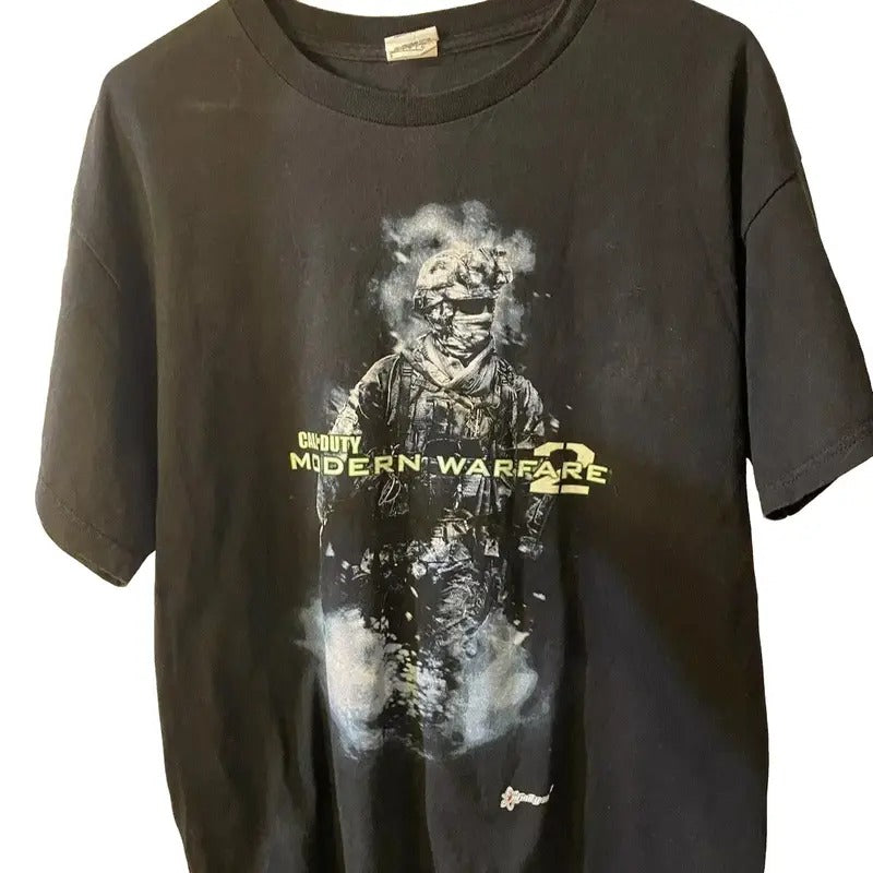 Vintage L Video Game Shirt Call Of Duty Modern Warfare 2 Cotton Menswear Cotton Menswear T-Shirt Top