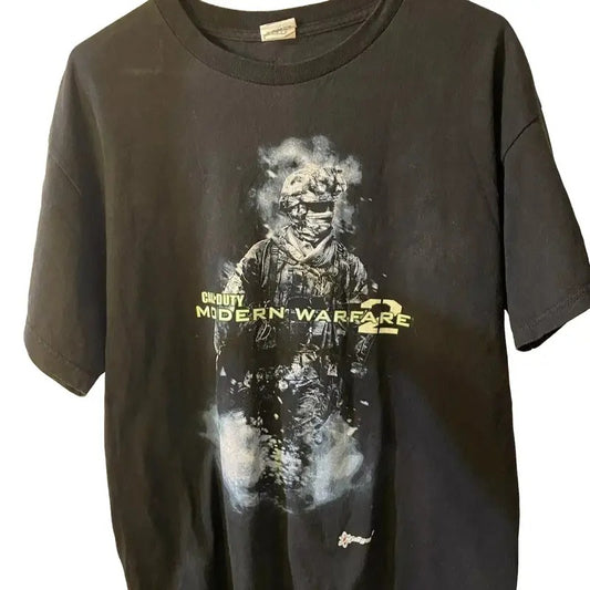 Vintage L Video Game Shirt Call Of Duty Modern Warfare 2 Cotton Menswear Cotton Menswear T-Shirt Top