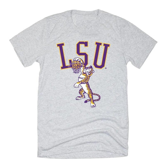 Vintage LSU Dunking Tiger Basketball T-shirt Classic Cotton Menswear Top Embroidered Hoodie