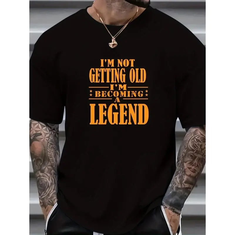 Vintage Legend Graphic Tee - Men's Summer Casual Fashion T-Shirt with Unique Lettering Pattern Design - Comfortable, Breathable, and Stylish Made in USA