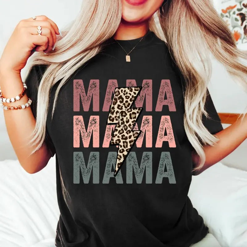 Vintage Leopard Mama Shirt, Motherhood TShirt, Mother's Day Gift Womenswear Tops