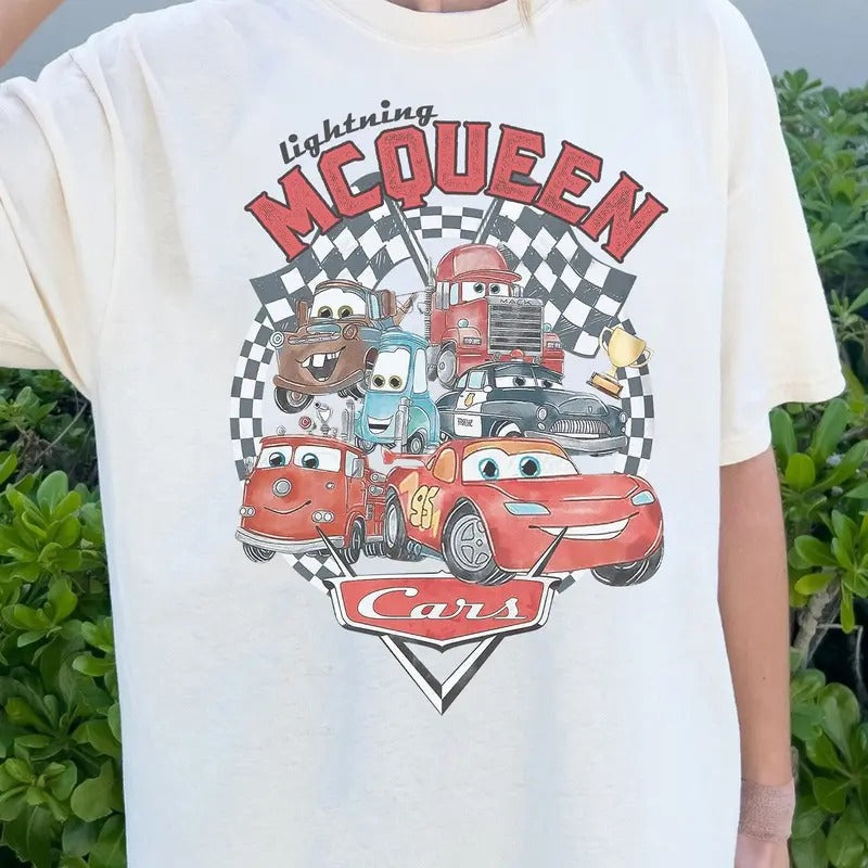Vintage Lightning Mc.queen Shirt, Retro Vintage Cars Shirt, Cars Family Vacation Shirt, Cars land shirt, Retro Vintage Graphic Shirt, Unisex T-shirt for Men and Women, Cotton Round Neck Tee, Menswear, Womenswear, Lady Top, Shortsleeve