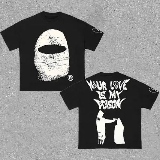 Vintage Love Is Poison Graphic Cotton T-Shirt graphic  tees graphic  tees  men Crewneck Menswear