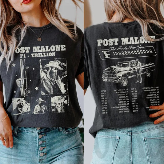 Vintage Mallone 2 Sides Shirt, Posty Rap Music, Mallone F1 Trillion Tour Shirt, Posty Rapper, Mallone Music The Album Shirt, Country Music, Full Sizes, Full Colors, Unisex T-shirt for Men and Women, Classic Menswear, Womenswear Comfort Cotton Top