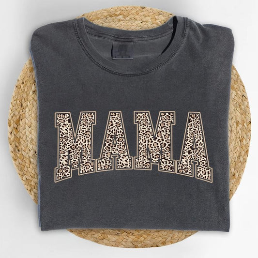 Vintage Mama Comfort Colors Shirt, Retro Mama T-shirt, Varsity Leopard Mama Graphic Tee, Motherhood Clothing, Gift For Mom, Mother's Day Gifts