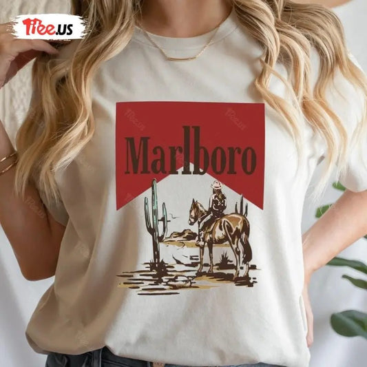 Vintage Marlboro Cowboy T-Shirt Retro Tee Wild West