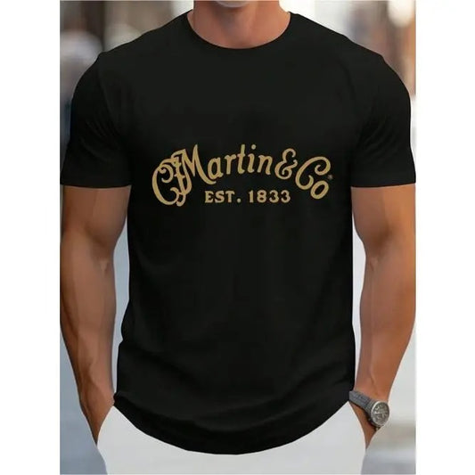 Vintage Martin Guitars American T-shirt Graphic T-shirt Men's Crew Neck Casual T-shirt Crew Neck Printed Sweat-Absorbent Breathable T-shirt Graphic T-shirt Men's T-shirt Made in USA