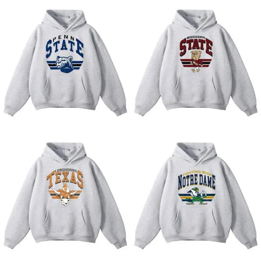 Vintage Mascot Basic Logo All Sport Teams, Sport Grey Hoodie Streetwear Menswear Top Sports Classic Tee Casual Sweater Hoodie Pullover