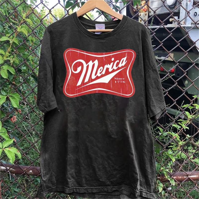 Vintage Merica 1776 Graphic Tee, Retro American Flag Aesthetic, Funny Patriotic Shirt, 4th of July Partywear, Unisex Menswear Womenswear Top