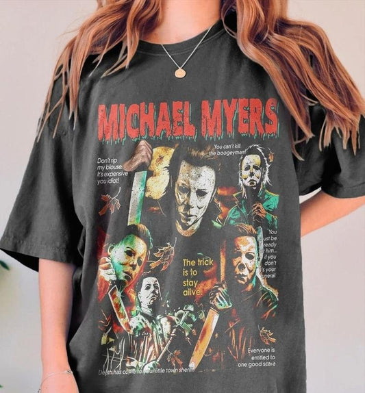 Vintage Michael Myers Horror 90s Halloween T-Shirt, Horror Movie Shirt, Michael Myers 90s Shirt, Vintage Halloween Shirt