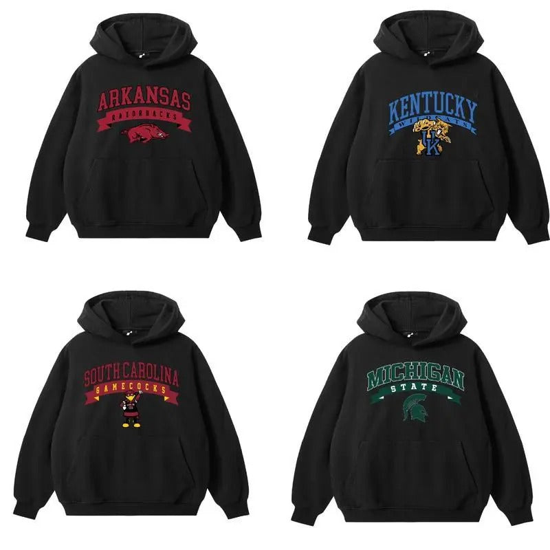 Vintage NCAA College Basic Logo All Sport Teams Black Hoodie Streetwear Menswear Top Sports Classic Tee Casual Sweater Hoodie Pullover Long Sleeve Sweatshirts Christmas t shirt unisex hoodie ncaa fan