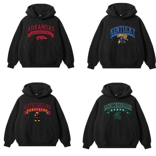 Vintage NCAA College Basic Logo All Sport Teams Black Hoodie Streetwear Menswear Top Sports Classic Tee Casual Sweater Hoodie Pullover Long Sleeve Sweatshirts Christmas t shirt unisex hoodie ncaa fan