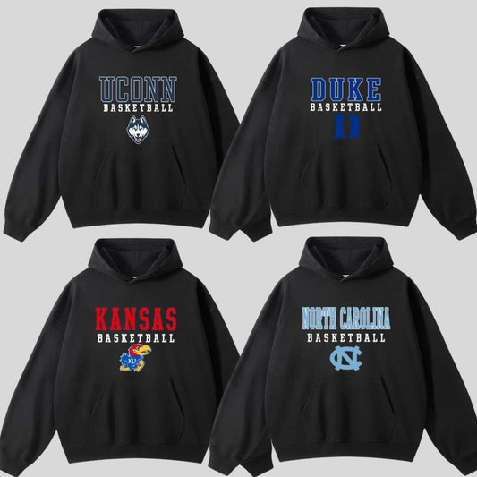 Vintage NCAA College Basketball Hoodie Classic Unisex Streetwear Tee 100% Cotton Graphic Crew Neck Short Sleeve Fitted Machine Washable