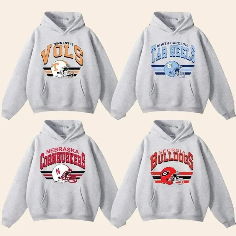 Vintage NCAA College Football Hoodie, New Retro Style Ash Hoodie, Vintage All Team NCAA College Hoodie Classic Cotton men's  sweatshirts vintage  clothing