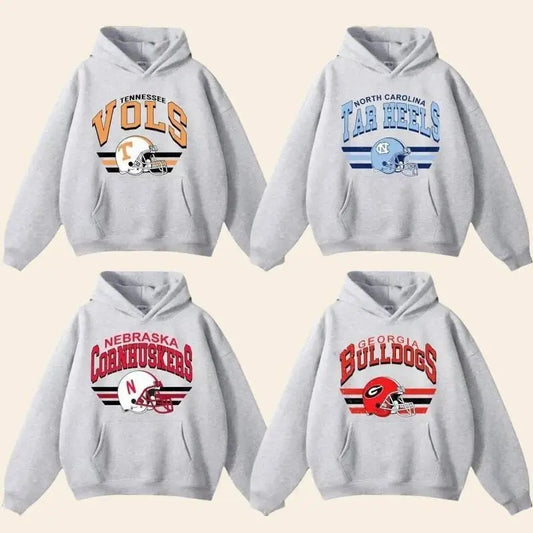 Vintage NCAA College Football Hoodie, New Retro Style Ash Hoodie, Vintage All Team NCAA College Hoodie Classic Cotton men's  sweatshirts vintage  clothing