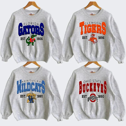 Vintage NCAA Inspired Graphic Ash Grey Sweatshirt, Vintage Sweatshirt All Teams NCAA, Classic Sport Sweatshirt, Gifts For Football Fan Sport. Crewneck Menswear