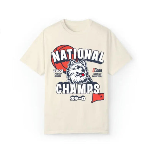 Vintage NCAA National Champs 2002 UConn Huskies T Shirt Top Classic Menswear