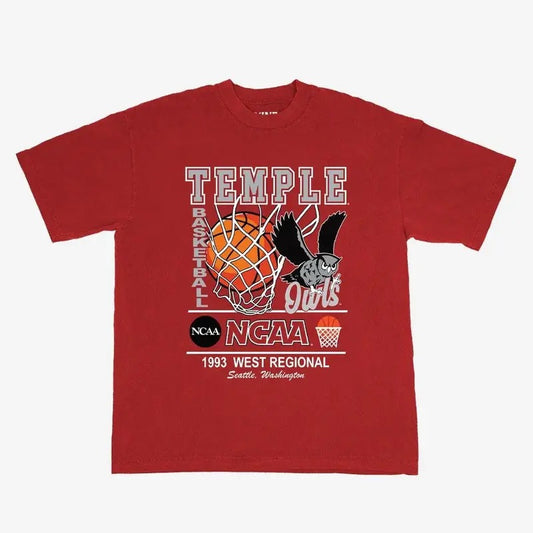 Vintage NCAA Temple Elite Heavyweight Tee Streetwear T-Shirt Cotton Menswear Unisex Classic Shirt