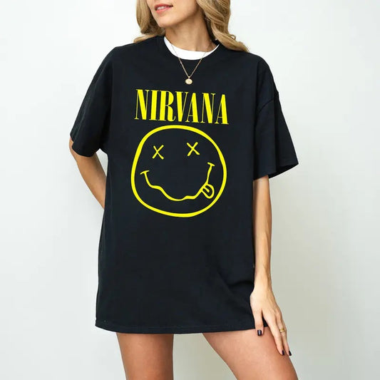 Vintage Nirvana Smiley Face T-Shirt, Vintage Nirvana Crewneck Sweatshirt,  Nirvana Smile Face Sweatshirt, Nirvana Tour 90s Tee Shirt