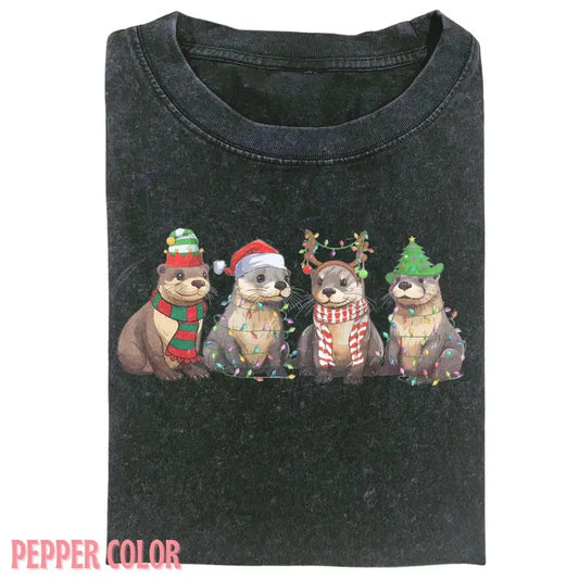 Vintage OTTERS CHRISTMAS LIGHTS  SHIRT, Funny graphic 90' Graphic tee Womenswear Top