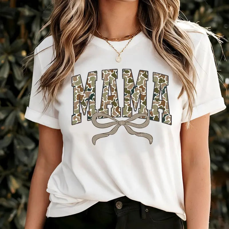 Vintage Oldschool Mama Camo Hunting Crewneck Shirt, Retro Camo Mama Tee, Mallard Ducks Mama Hunting Camo Tee, Mother's Day Gift