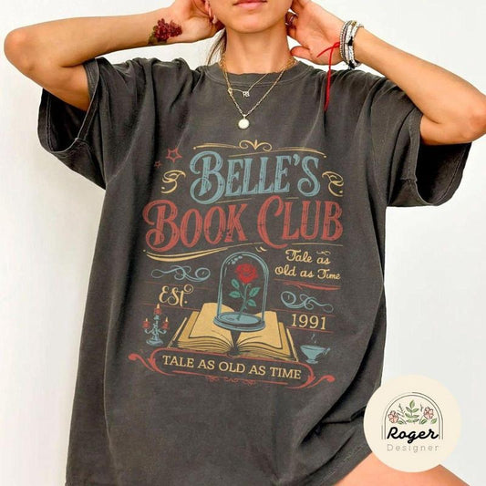 Vintage Retro Belle's Book Club T shirt, Tale as old as time Beauty and the Beast sweatshirt, Belle Princess hoodie, Book lover gift for her shirt