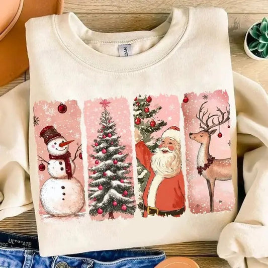 Vintage Retro Christmas Tee, Sweatshirt, Hoodie Size S-3XL,Gift For Women Top Womenswear Underwear Humen Printed Comfort