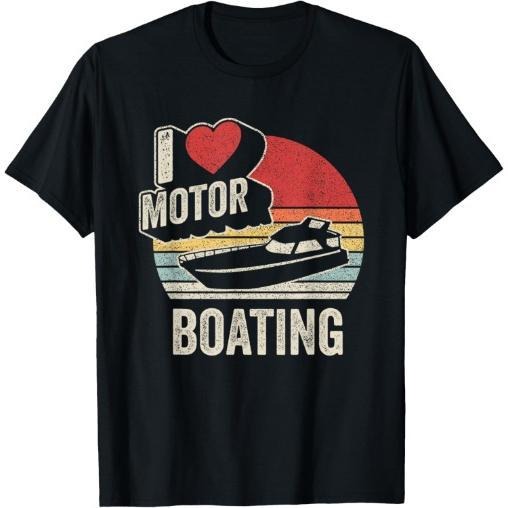 Vintage Retro I Love Motor Boating Funny Boater T-Shirt made in usa