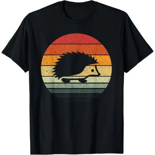 Vintage Retro Sunset Hedgehog T-Shirt Made in USA