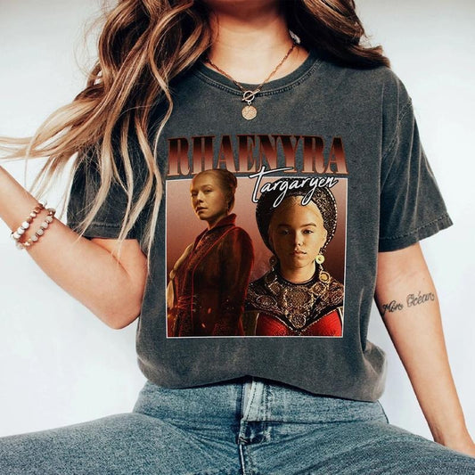 Vintage Rhaenyra Targaryen Shirt, Retro 90s Bootleg T-Shirt, House Of The Dragon Targaryen Shirt, Targaryen Unisex Cotton T-Shirt Crewneck Top