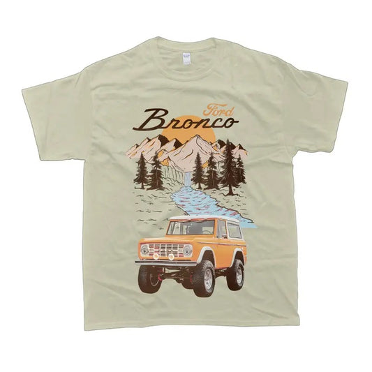 Vintage Road And Car Graphic Tee, Feel the Power, Classic Style, Timeless Style, Unisex Clothes For Men And Women Casual Crewneck