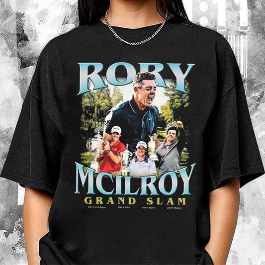 Vintage Rory McIlroy Grand Slam Golf Champion Shirt_Cotton T-Shirt, Perfect Tee, Gifts For Boyfriend and Girlfriend T-Shirt